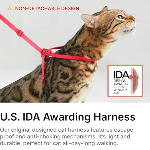Cat Harness and Leash 2-in-1, Escape Proof Anti-Choking Harness Adjustable Lightweight Leash One-Piece Non-Detachable for Kitten Cats Outoor Walking Training, US IDA Bronze Award (Purple) - color: Monet Purple
