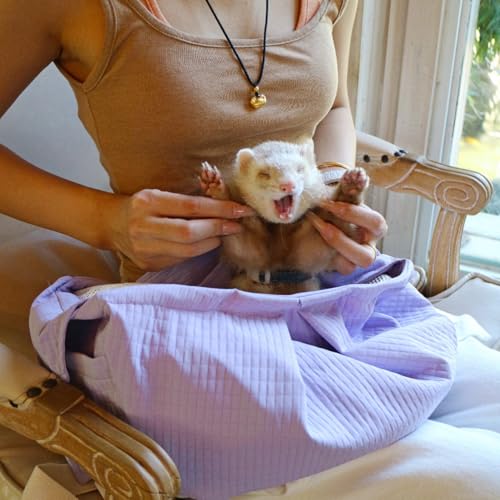 Ferret Sling Carrier - Pet Carrying Bag with Adjustable Strap Hands Free Shoulder Bag Crossbody Travel Slings Soft Small Animal Bonding Pouch Front Backpack for Ferret Rabbit Puppy Kitten (Purple) - color: Purple