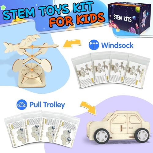 kortes 24Pack STEM Kits for Kids Classroom, Science Building Project Craft for Ages 8 9 10 11 12, 3D Wooden Model Kit, STEM Toys for Boys Girls Birthday Gifts Party Favors School Exchange Gifts - style: Gift