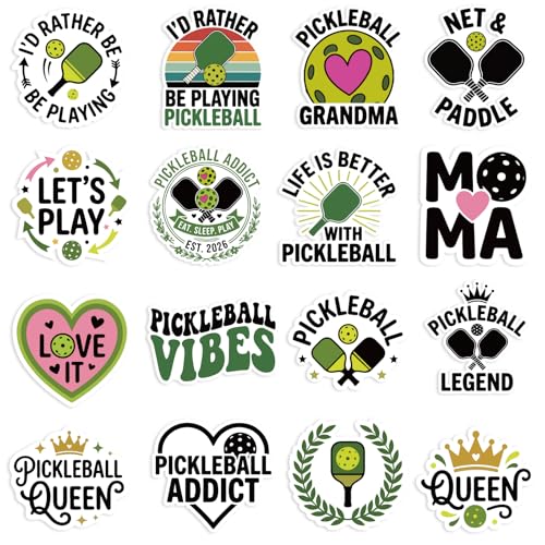 16pcs UV DTF Stickers Pickleball - Crystal Decals with Funny Pickleball Sayings, Waterproof Decals for Tumblers, Water Bottles Pickleball Gifts for Women Birthday Christmas Funny Gift - style: 16pcs Pickleball Cup Stickers