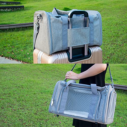 Soft Sided Carrier for Small Medium Cats Dogs,Removable Pad Collapsible Travel Pet Carrier Large Grey - color: Grey, size: 20.0"L x 13.0"W x 13.0"H