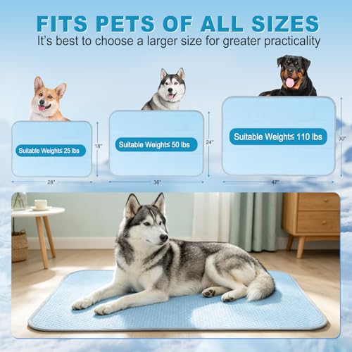 Large Dog Cooling Mat Ice Crystal Heat Dissipation,36x24in | Ice Crystal Structure,Cooling Fabric,Reinforced Design,Non-Slip Bottom