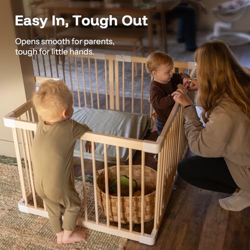 HARPPA Grovi Playpen, GREENGUARD Gold Certified – 43.3 x 43.3 inch | New Zealand Pine Wood - size: 43.3 x 43.3 x 24 Inch