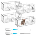 4 Pack Humane Mouse Trap for Indoor No Kill Live Mice Traps for House Mice | 7.13x2.3x2.7 In Catch and Release Mouse Traps for Small Mice, Kids & Pets Friendly, Reusable Mousetrap with Cleaning Brushes - size: 4 Pack