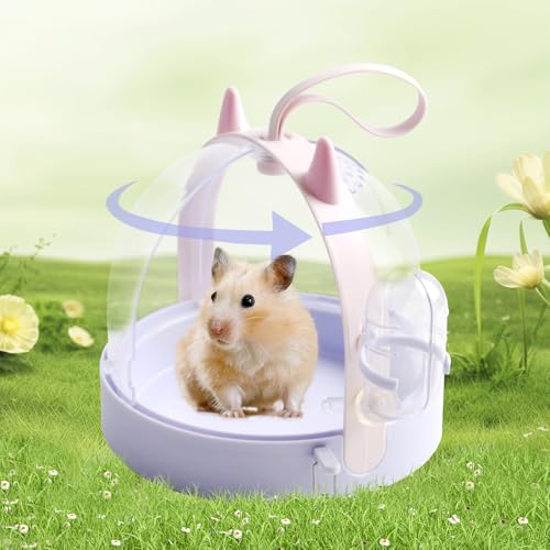 Portable Hamster Cage with Water Bottle,Hamster Carrier Cage High Permeability Travel Carry Cage Case for Gerbils Mice Guinea Pigs Sugar Glider Small Pet(Purple) - color: 【Purple】