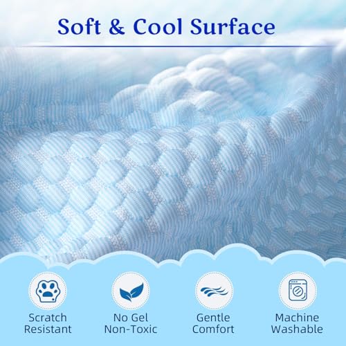 Mora Pets Dog Cooling Mat Instant Self Cooling Pad for Dogs & Cats Breathable Washable Summer Pet Cool Mat Indoor Outdoor, Puppy Cold Blanket for Floor Crate Car Travel Use Small 28'' x 22'' Blue - color: Blue, size: 28-Inch (Small)