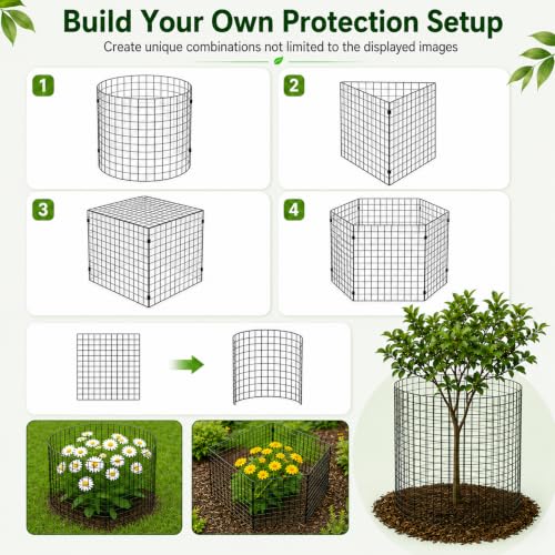 5 Pack Plant Protectors from Animals 12'' x 12'' with Stakes Nylon Ties | Metal Wire Mesh Garden Plant Cages for Outdoor Gardening Supplies to Keep Rabbit Chicken Away from Tomato Flower Vegetables - size: 5PACK-12*12inch