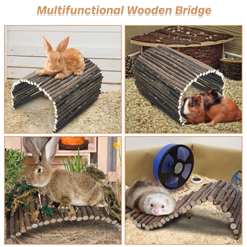PINVNBY 2 PCS Extra Large Wooden Bunny Ladder Bridge-20 x 11.8 inches, Rabbits Hideout House Tunnel, Rodents Chew Toys for Guinea Pig Chinchillas Hedgehogs Ferrets Rat - size: 2 PCS, L ( 20 X 11.8 inches )