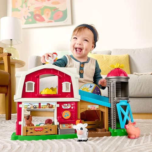 Fisher-Price Little People Farm Animals JGX08 Music and Learning Set, Role Play, Children from 1 Year Old, Multilingual Version, JGX08 - style: Multilingual version