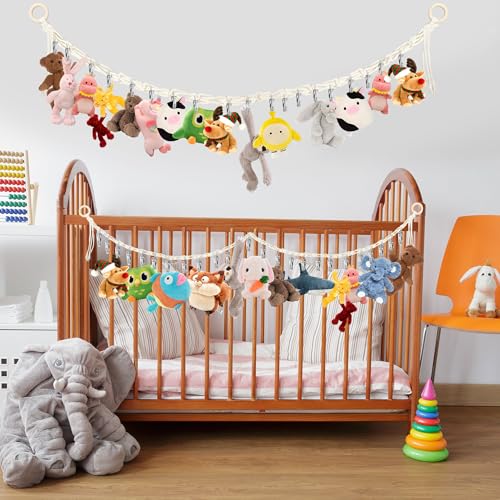 2pcs Stuffed Animal Storage Chain Boho Stuffed Animal Hammock - color: 2pc Beige