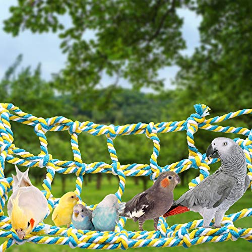 2 Pcs Rat Cage Accessories Rat Climbing Bird Rope Toys Net Pet Hanging Hammock for Hamster, Mice, Parrot, Bird, Sugar Glider, Ferret, Small Animals Habitat Decor and Play(11 x 7.8 Inch,Red, Yellow) - color: Red, Yellow