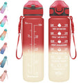 Enerbone 32 oz Drinking Water Bottle with Times to Drink and Straw, Motivational with Carrying Strap, Leakproof BPA & Toxic Free, Ensure You Drink Enough Water for Fitness Gym Outdoor - color: Cherry Cream