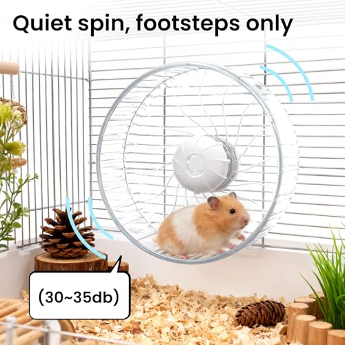 8 inch Silent Hamster Wheel, Stand-Free Cage Spinner, Clear | Stand-Free Cage Installation, Smooth-Rotating Exercise Wheel for Hamsters, Mice and Other Small Pets - color: Clear Without Stand, size: 8in