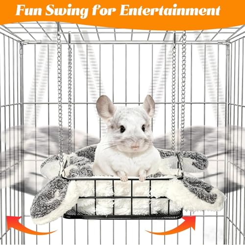 Rat Bed Platform with Blanket, Small Animal Bed Mat, Metal Cage Accessory, Small Pet Animal Rest Hammock, Habitat House Hide Toy for Guinea Pigs Chinchillas Hamsters Sugar Gliders