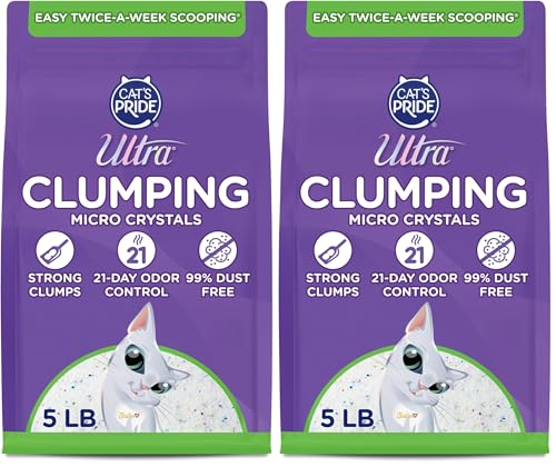Ultra Pet Clumping Crystal Cat Litter, White Crystals with Multicolor Crystals, 5 Lbs (Pack of 2) - size: 5 Pounds (Pack of 2)