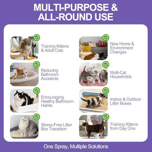 Cat Litter Training Spray, 150ml Litter Box Attractant for Cats & Kittens | Natural attractant helps guide cats and kittens to the litter box for easier training, retraining, and new-home transitions. - color: Cat Litter Training