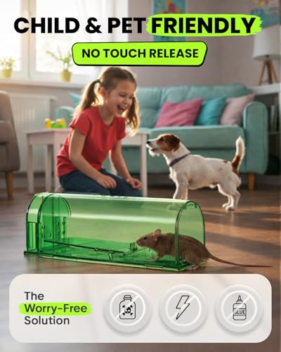 Motel Mouse Humane No Kill Mouse Traps Live Catch & Release - 2 Pack | Kid & Pet Friendly • No Touch Release • Reusable Design • Easy to Use • Humane