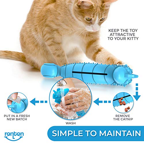 Ronton Cat Toothbrush Catnip Toy - Durable Hard Rubber - Cat Dental Care, Cat Interactive Toothbrush Chew Toy (1 Pack_Seahorse) - size: 1 Pack (Seahorse)