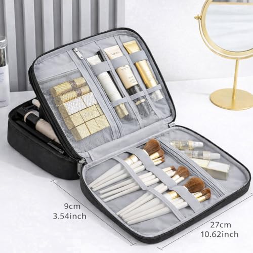 Electronic Organizer Travel Essentials Case, Waterproof Double Layer Cable Storage Pouch Bag for Charger, USB Cords, Power Bank, Phone Mouse SD Card Earphone Camera, Tablet (Up to 11 inch)