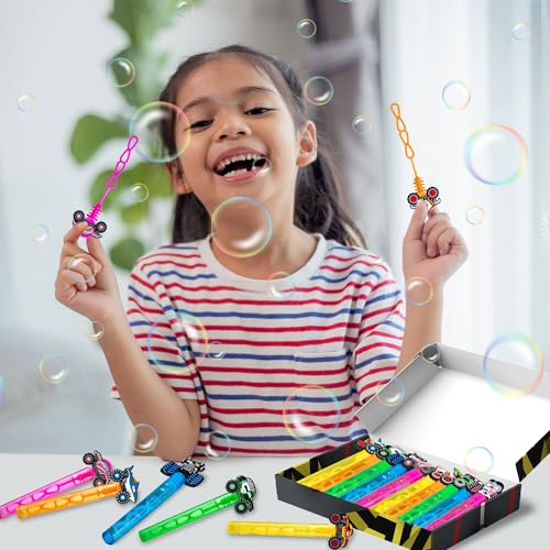 WHALEISLAND Truck Party Favors,20 Pcs Bubble Wands for Kids,Car Bubble Wand for Truck Birthday Party Supplies Decorations,Classroom Prizes Goodie Bag Stuffers Gift - style: TRUCK