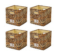 Foldable Animal Leopard [Set of 4] Cube Storage Bins, Collapsible Fabric Organizer Container Boxes w/ Handles – 11 x 11 x 11 Inches - color: 4 Set Leopard