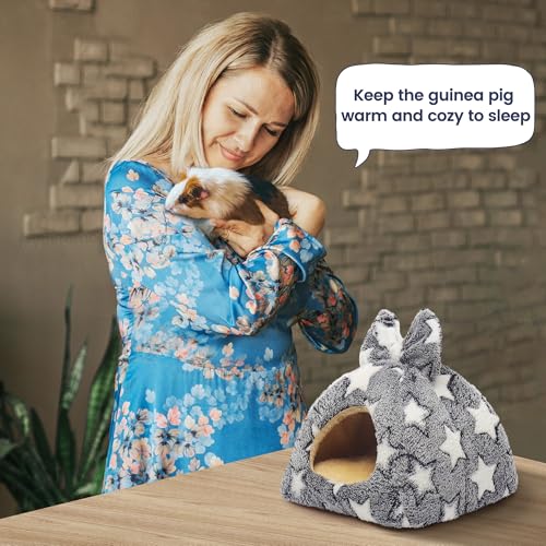 Mygeromon Guinea Pig Bed Rabbit Hideout Cuddle Cup Washable (Star Style) | Winter, Small Animals Sleeping House, for Ferret, Chinchilla, Bunny - color: Star Style