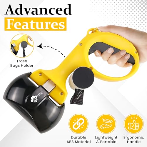 Dog Pooper Scooper for Small & Medium Dogs, 10” x 5” Lightweight Poop Scooper with Ergonomic Comfort Grip, Non-Stick Surface, Portable & Easy to Clean - color: Black