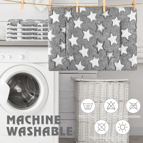 Haull 4 Pcs Waterproof Guinea Pig Bedding Soft Dog Cat Bed Crate Mat Small Animal Plush Cage Liners Rabbit Bunny Kennel Pad Reversible Cozy Pee Thickened Hamster Pad(Gray Star,13 x 10 Inch) - size: 13 x 10 Inch