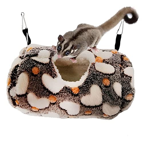 Litewoo Sugar Glider Sleeping Pouch Small Animal Hammock Bed Nest, Coffee | 7.8x5.1in, soft flannel cotton, warm washable , cute speckled pattern, winter nest for hamster/rat/guinea pig/chinchilla - color: Coffee