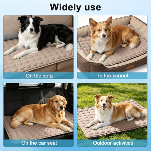 2026 Arc-Chill Upgraded Dog Cooling Mat Q-Max>0.4 Pet Cooling Pad | Non-slip Dog Bed Mats Washable Cooling Mat for Dogs Cats Instant Cool Relief for Indoor Floor Sofa, Outdoor Garden& Car Seats - color: Coffee, size: 28x22 in