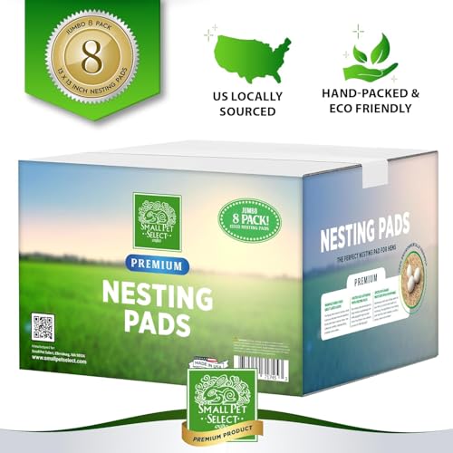 Small Pet Select Chicken Nesting Pads for Hens, 13x13 in, 8-Pack | Absorbent Coop Nest Liners, Fits Most Nesting Boxes, Keeps Eggs Clean & Dry, For Laying Hens & Backyard Flocks