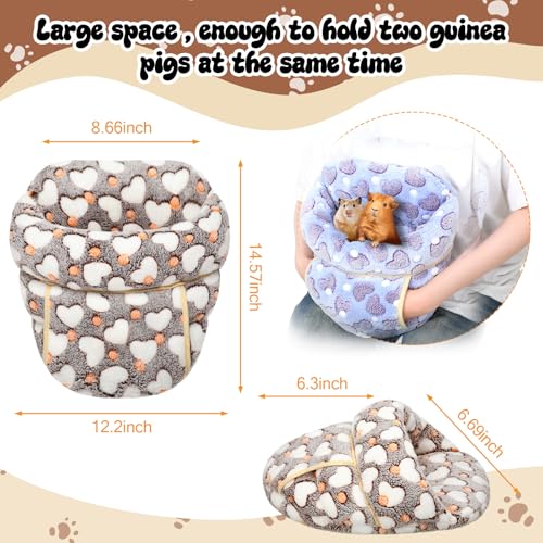 2 Pcs Guinea Pig Hideouts Guinea Pig Bed Washable Bunny Bedding Cuddle Warm Small Pet Sack Supplies Portable Pet Carrier Cage Nest Accessories for Cage(Gray, Pink,Heart) - color: Gray, Pink