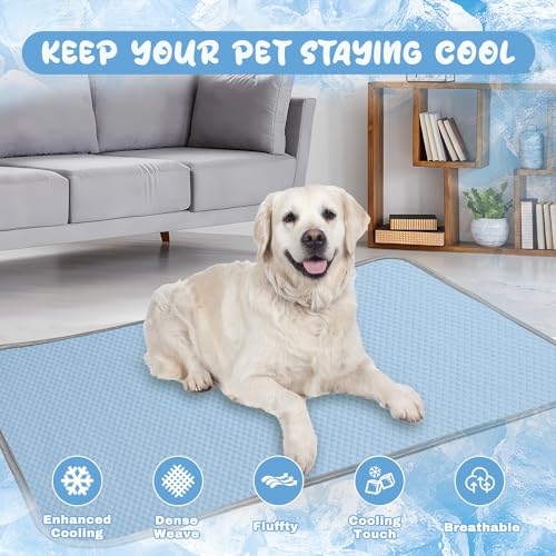 Buvlnee Summer Dog Cooling Mat Washable Ice Silk Self Cool Pad for Small Medium Large Dogs and Cats, Pet Sleeping Pad for Crate, Bed, Indoor & Outdoor Floor, Car Seats - color: Blue, size: 40x28in