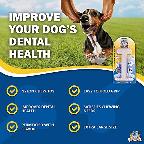 Bullibone Nylon Dog Chew Toy for Aggressive Chewers - Dental Hygiene Bone with Bacon Flavor, Durable Tough Chew Toys for Extra Large Dogs, Indestructible Dog Bone - Single - size: XL - Single