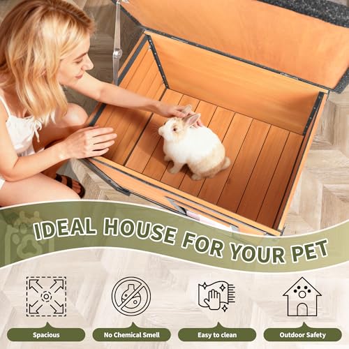 Outdoor Cat House，Outdoor Cat House Weatherproof, Openable Asphalt Roofs，cat House for Cats, Dog, Small to Medium Pets, Large Wooden Cat Houses