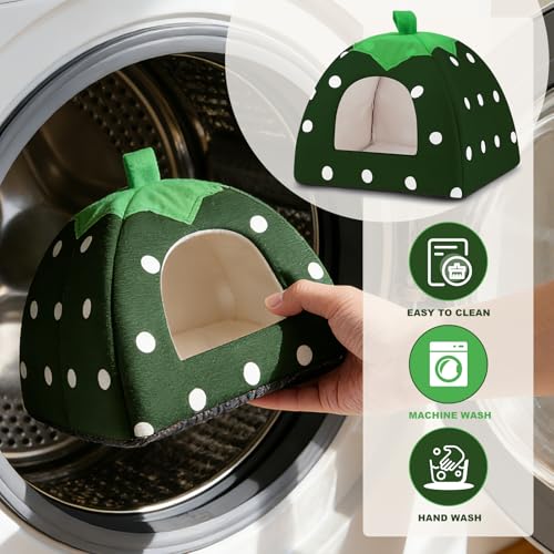 Guinea Pig Bed Rabbit Hideout Warm Fleece Cuddle Cup Washable Sleeping House for Small Animals Pet/Ferret/Chinchilla/Bunny (Drak Green) - color: Drak Green