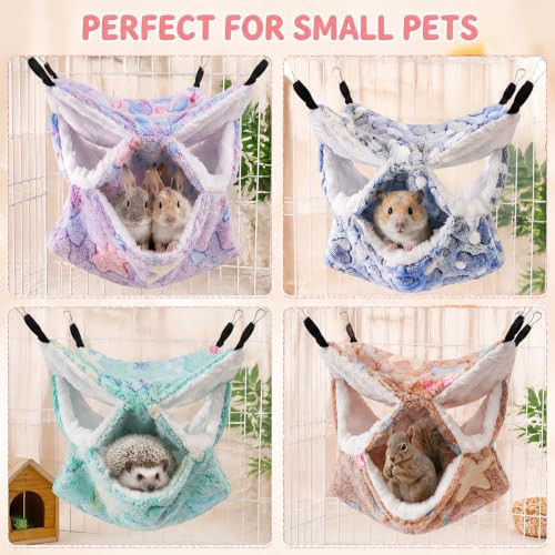 Covzoe 6 Pieces Rat Hammocks for Cage, 3 Layer Guinea Pig Hideout Bed | Soft Ferret Hanging Hammocks, Playing Sleeping Accessory for Small Animal Hamster Chinchilla Squirrel