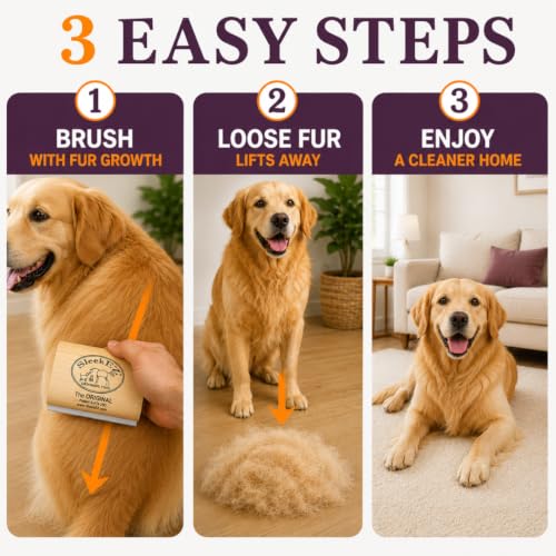 SleekEZ Dog Brush for Shedding | Patented Deshedding Dog Brush | Pet Hair Remover for Short, Medium & Long Coats | Made in USA | 5 Inch - style: Dog Brush