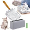 DHXYZZB Metal Cat Litter Scoop with Holder - Heavy Duty Litter Scooper & Speed Sifter with Comfortable Wood Grip - Washable Convenient Stand for Easy and Efficient Cleaning - color: Silver