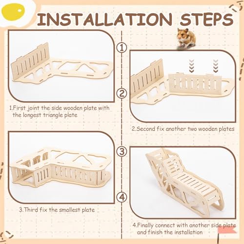 BreezeHug 4 Pcs Hamster Cage Accessories Hamster Platform Hideout Wooden Tunnel Ladder Playhouse Game Climbing Toy with Platform for Pets Dwarf Syrian Mice Degus Gerbils Squirrel(Tunnel) - style: Tunnel