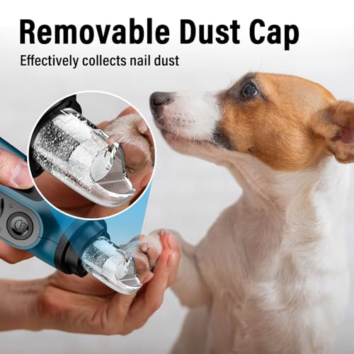 Casfuy Smart 6-Speed Dog Nail Grinder - 50% More Power Pet Nail Grinder with 2 LED Lights Quiet Rechargeable Electric Dog Nail Trimmers File Toenail Grinder for Large Medium Small Dogs & Cats (DB) - color: Dark Blue