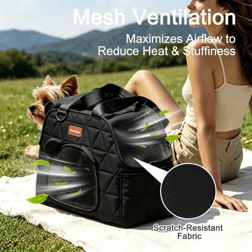Dog Purse Carrier for Small Dogs Firm Bottom Puppy Travel Bag (Black) | Cat Carrier Small Dog Bag with Pocket, Breathable Mesh, Anti-Escape Safety Leash, Comfy Dual-Sided Mat for Outdoor Car Travel - color: Black