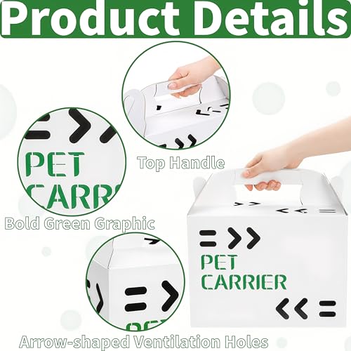 Coloch 20 Pack Cardboard Pet Carrier for Small Pets, 11x8x6 Inches Disposable Pet Transport Box for Small Pets, Chicks, Pullets, Fowls, Hamsters, Gerbils, Not for Adult Cats or Dogs