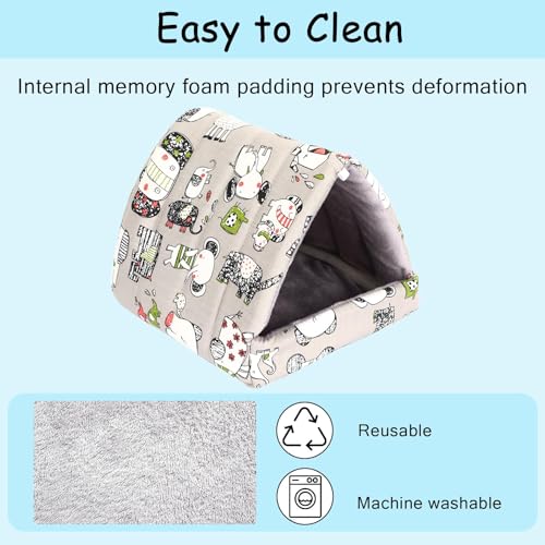 UPINS 2 Pack Guinea Pig Hideout, Washable Small Animal House Bed | Guinea Pig Pillow,Fits Mouse Hamster Chinchilla Hedgehog Ferret Rat Bearded Dragon,Soft Bedding For Cage Accessories - color: Blue Gray, size: 6.8 x 7.4 inch