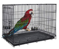 Large Durable Metal Travel or Veterinary Easy Collapsable Parrot Bird Carrier Beaks Proof Carrier Cage Easy Clean Pull Out Tray Stainless Steel Feeder Bowls Natural Wooden Perch - color: Black