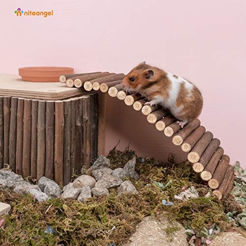 Niteangel Wooden Ladder Bridge, Hamster Mouse Rat Rodents Toy, Small Animal Chew Toy (11.8" x 4.7") - size: 11.8" x 4.7"
