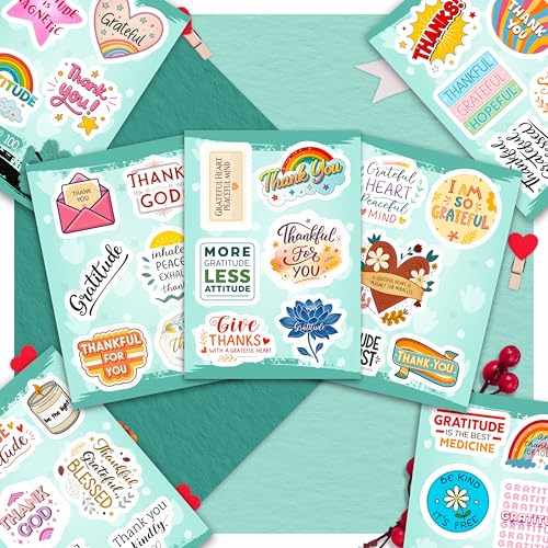 100Pcs Gratitude Stickers for Water Bottle, Thankful Sticker – Gratitude Gifts Bulk, Positive Quotes Decals – Gifts for Women & Men - color: Gratitude Stickers