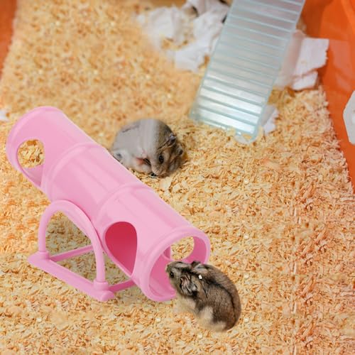 Hypeety Hamster Plastic Seesaw Tunnel Toy Mouse Hollow Tunnel Tube Toy | 2-in-1 tunnel and seesaw, funny exercise gym playground for dwarf hamsters/gerbils/mice/small pets, promotes exercise, pink - color: Pink