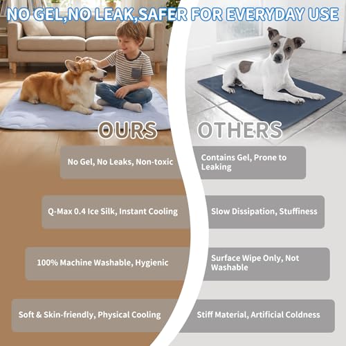 NAMOTEK Large Washable Dog Cooling Mat Ice Silk Cool Mat for Pet Self Comfortable Blanket Dog Pad - size: 39" x 27"