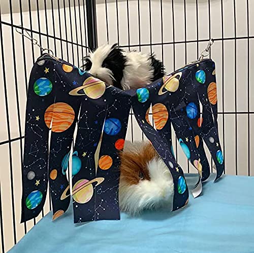 Guinea Pig Hideout, Corner Fleece Forest Hideaway for Guinea Pigs, Ferrets, Chinchillas, Rats, Bunny & Other Small Animals Without Metal Fences(Black)